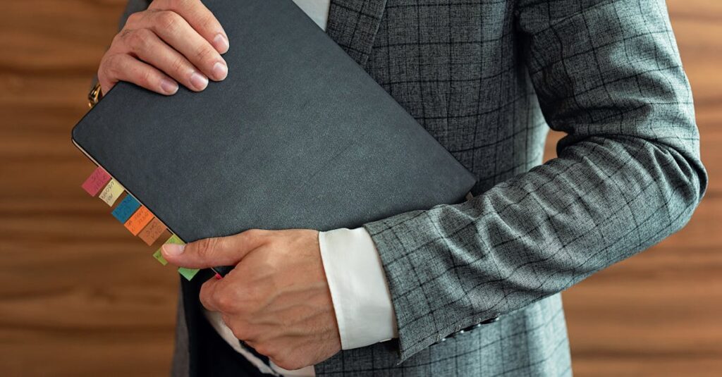 thick corporate notebook