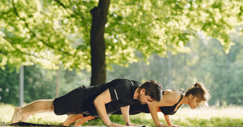 people exercising outdoors park