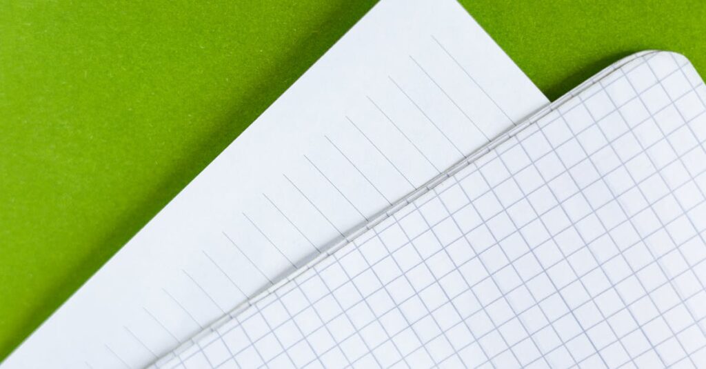 broad ruled notebook closeup