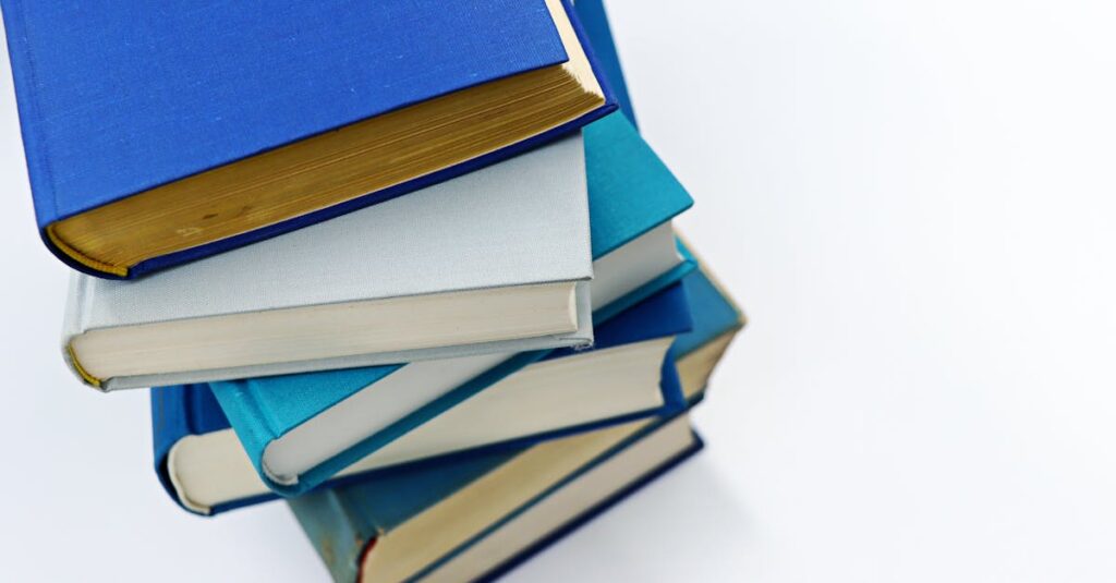 stack of exercise books