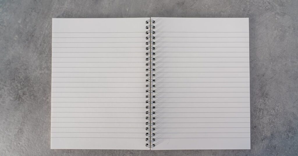 numbered notebook pages