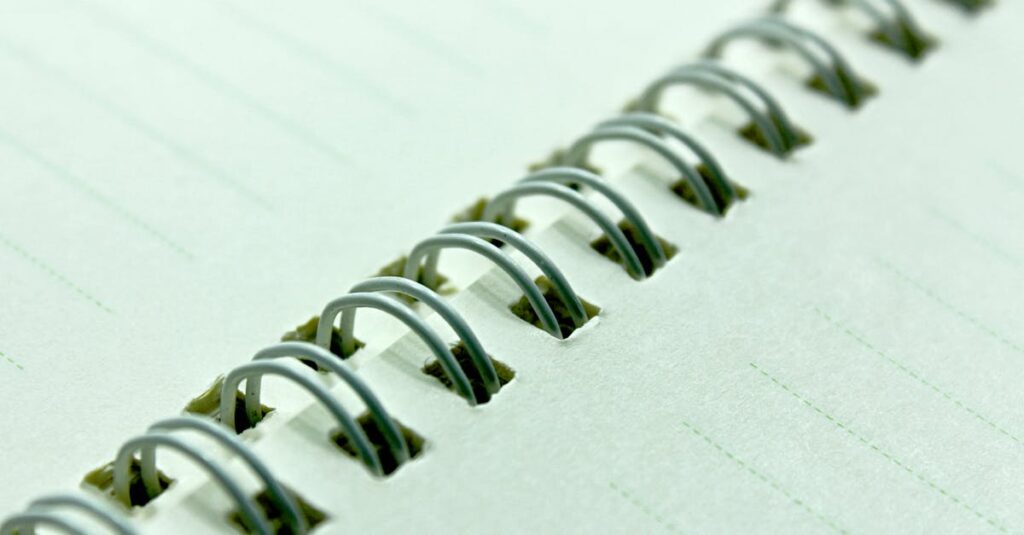 notebook binding closeup
