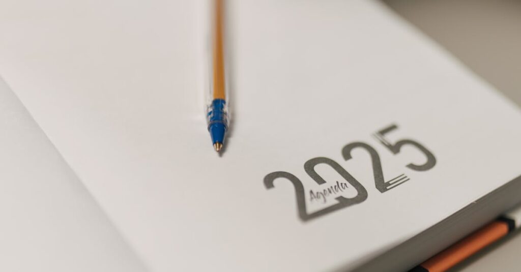 corporate diary with pen