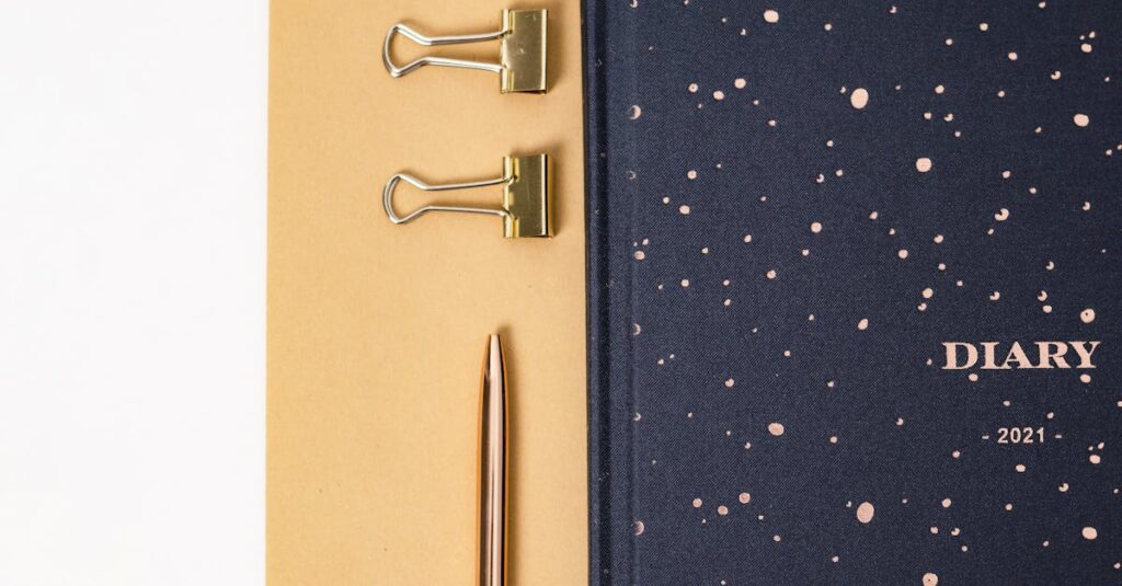 premium diary with pen