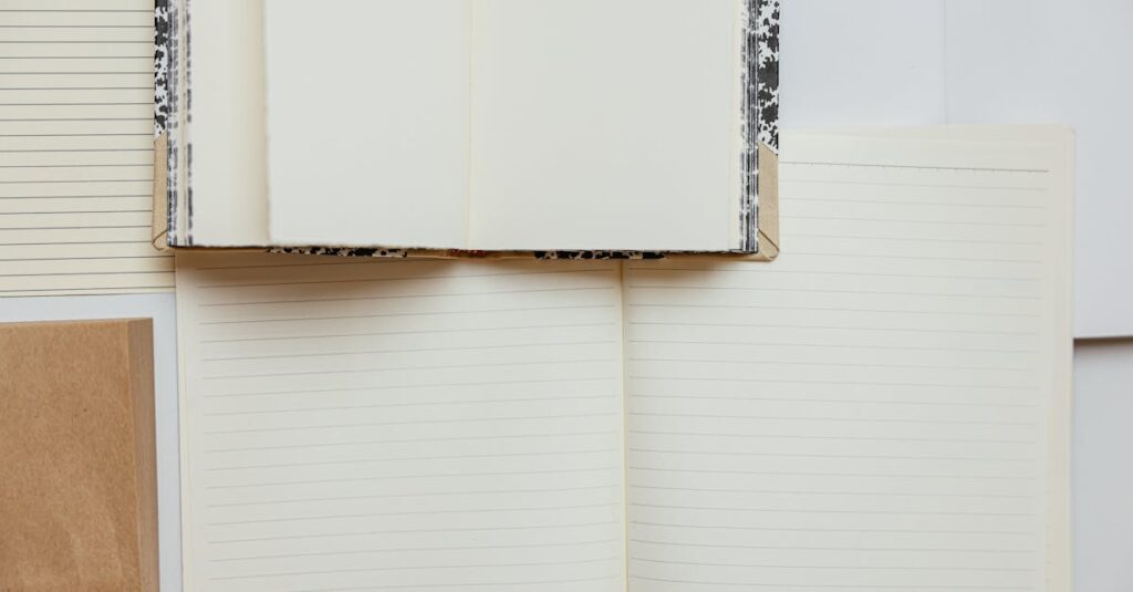stack of single ruled notebooks