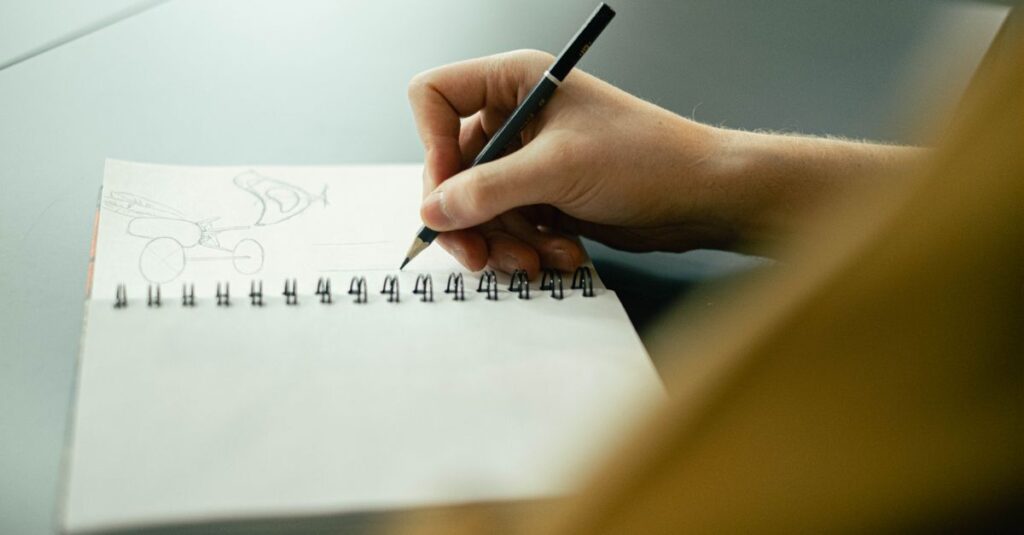 blank notebook sketching
