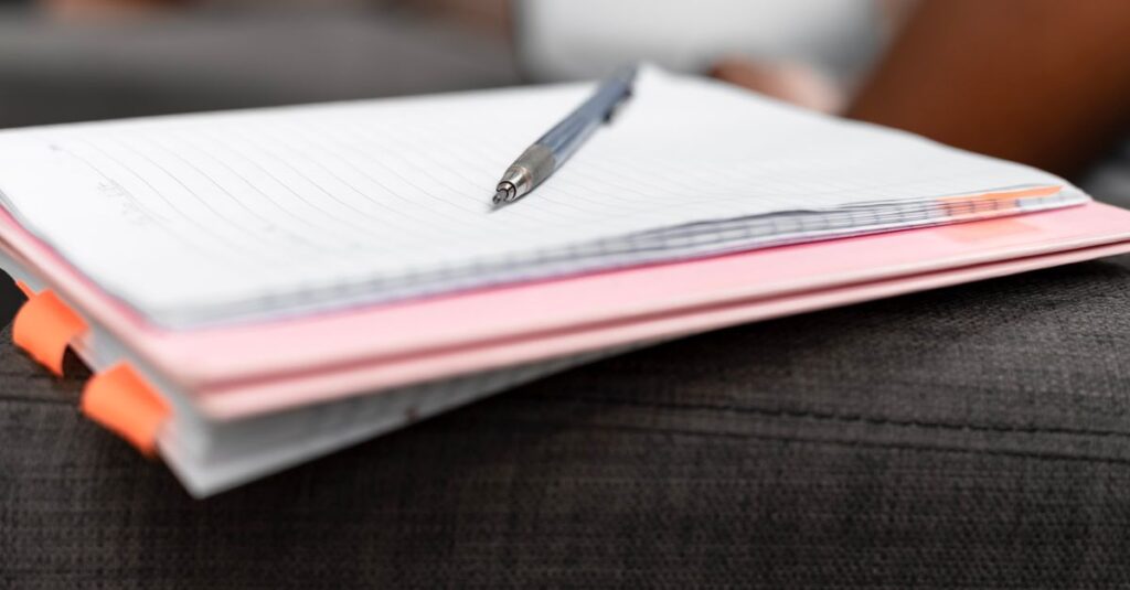 stone paper notebook closeup