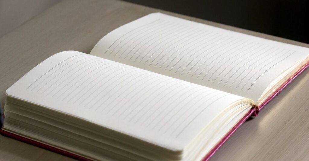 ruled notebook open pages