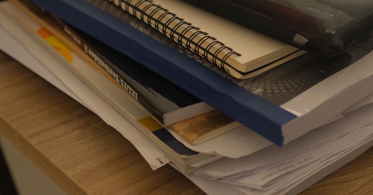 stack of school notebooks