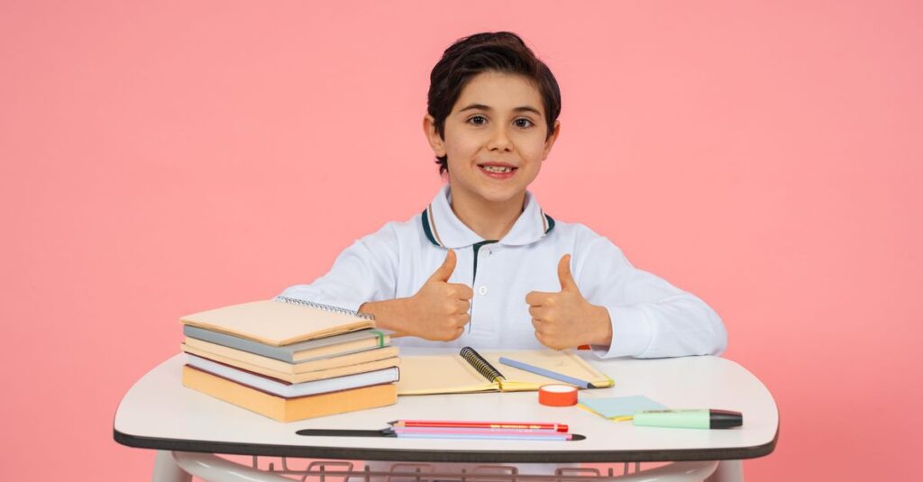 stack of notebooks classroom