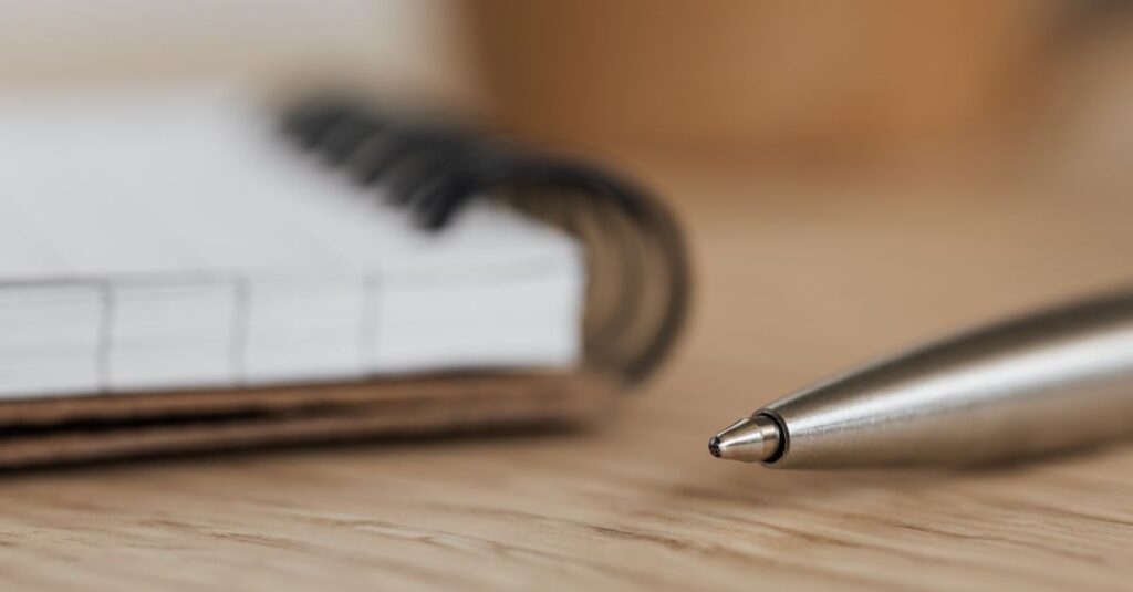 diary notebook pen closeup