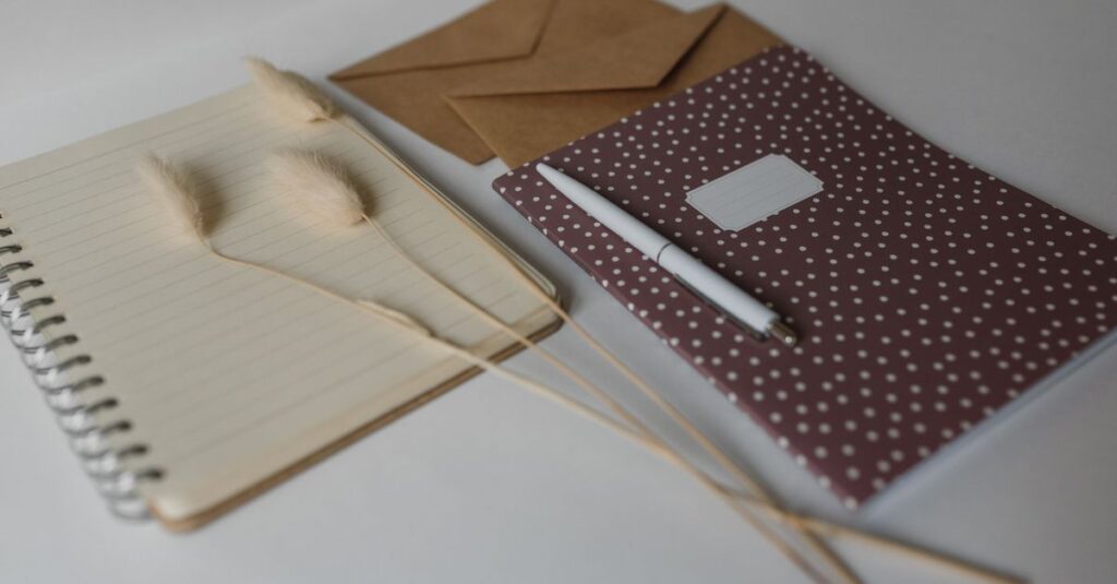 a5 notebook on desk