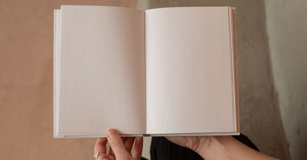blank page journal open