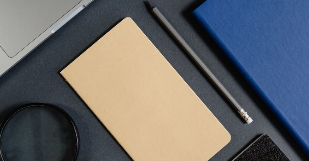 a4 notebook on desk