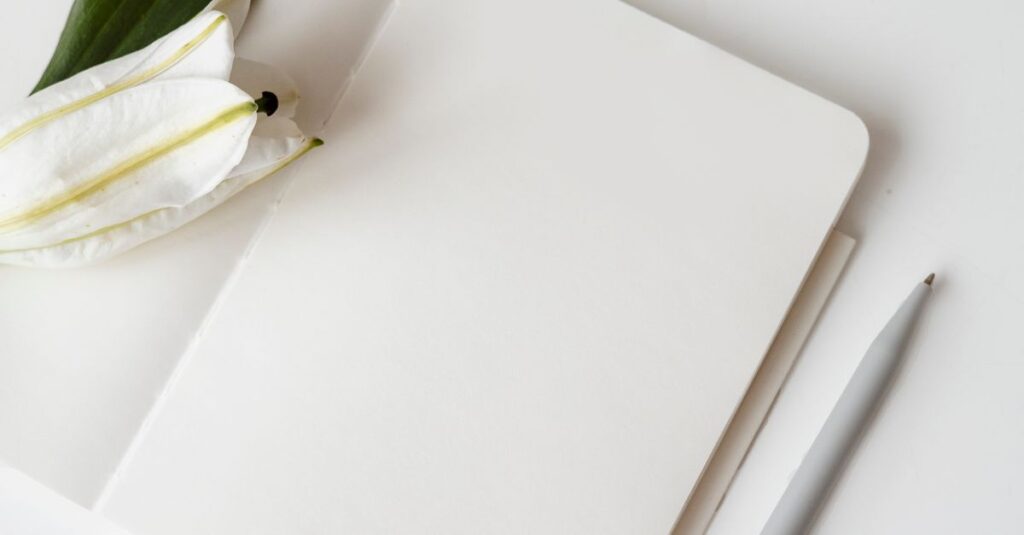 blank open diary pen