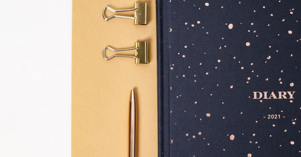 premium diary with pen