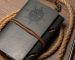 leather diary with pen